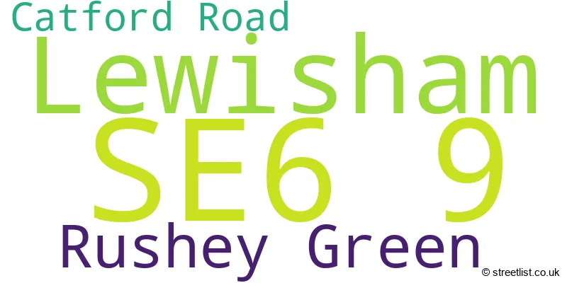 A word cloud for the SE6 9 postcode
